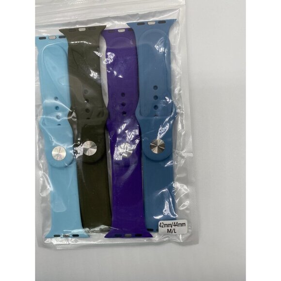 Watch Sports Silicone Bands 42mm 4-Pack Mixed Colors M/L Pin-Tuck Closure - Picture 5 of 5